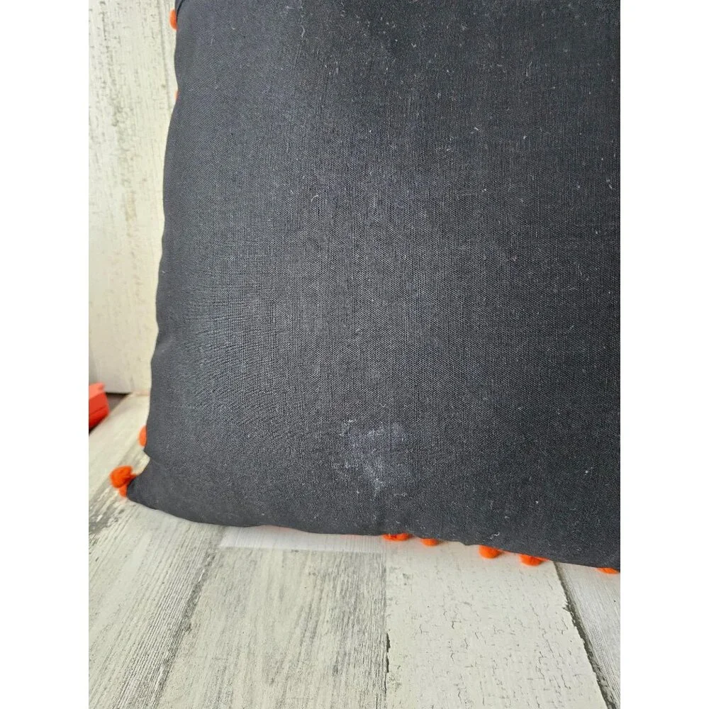 Trick or treat‎ Halloween beaded pillow burlap orange unique shabby chic spider